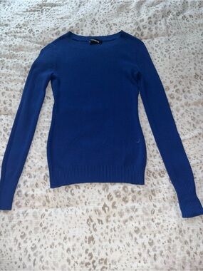 Express Women's Royal Blue Crewneck Sweater
